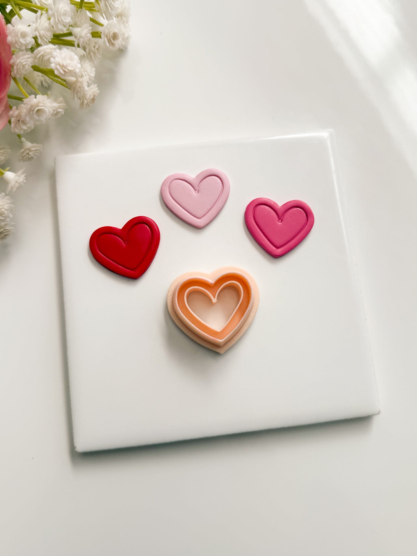 Valentine Heart Emboss No. 7 Clay Cutter | Valentine Heart Emboss Polymer Clay Cutter for DIY Romantic Earrings Embossed Jewelry and Handmade Valentine's Accessories