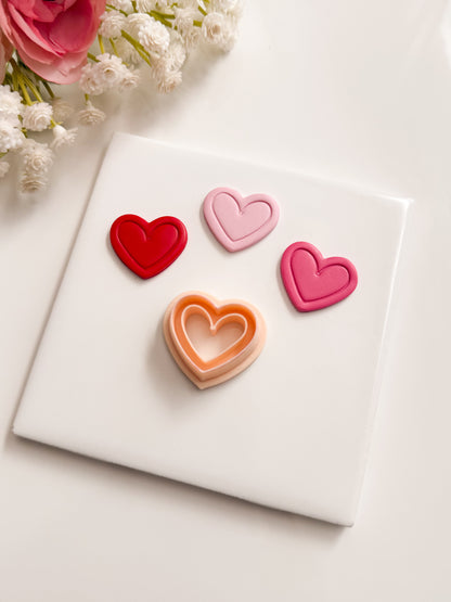 Valentine Heart Emboss No. 7 Clay Cutter | Valentine Heart Emboss Polymer Clay Cutter for DIY Romantic Earrings Embossed Jewelry and Handmade Valentine's Accessories