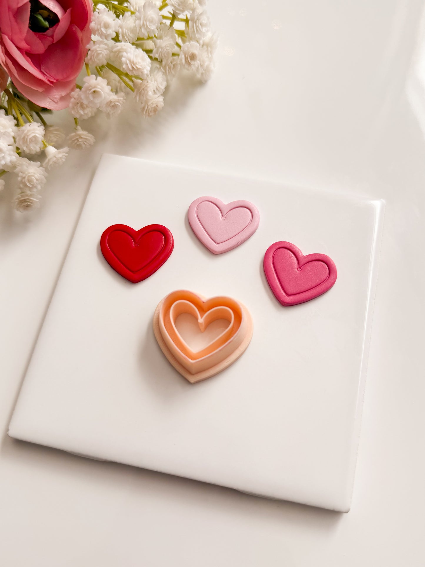 Valentine Heart Emboss No. 7 Clay Cutter | Valentine Heart Emboss Polymer Clay Cutter for DIY Romantic Earrings Embossed Jewelry and Handmade Valentine's Accessories