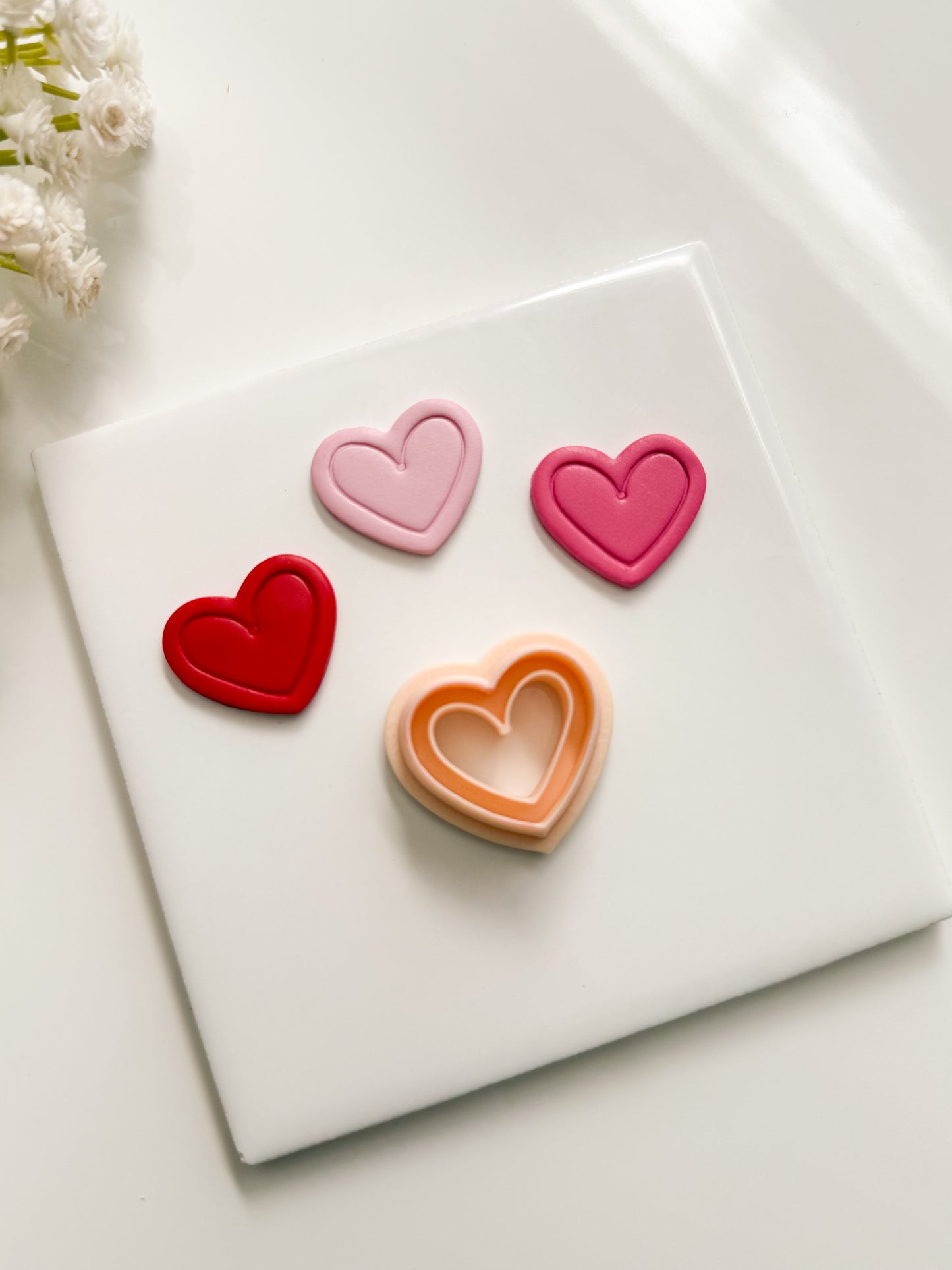Valentine Heart Emboss No. 7 Clay Cutter | Valentine Heart Emboss Polymer Clay Cutter for DIY Romantic Earrings Embossed Jewelry and Handmade Valentine's Accessories