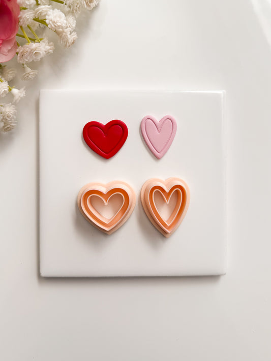 Embossed Heart Set No. 2 Clay Shape | Embossed Heart Set No. 2 Polymer Clay Cutter for DIY Valentine Earrings Love-Themed Jewelry and Handmade Romantic Accessories