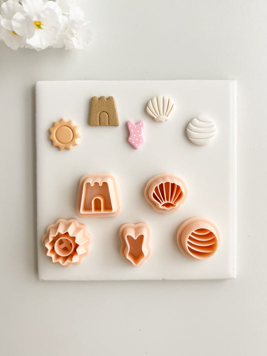 Beach Day Stud Pack Clay Cutters | Beach Day Stud Pack Polymer Clay Cutters for DIY Summer Earrings Ocean-Themed Jewelry and Handmade Fun Accessories