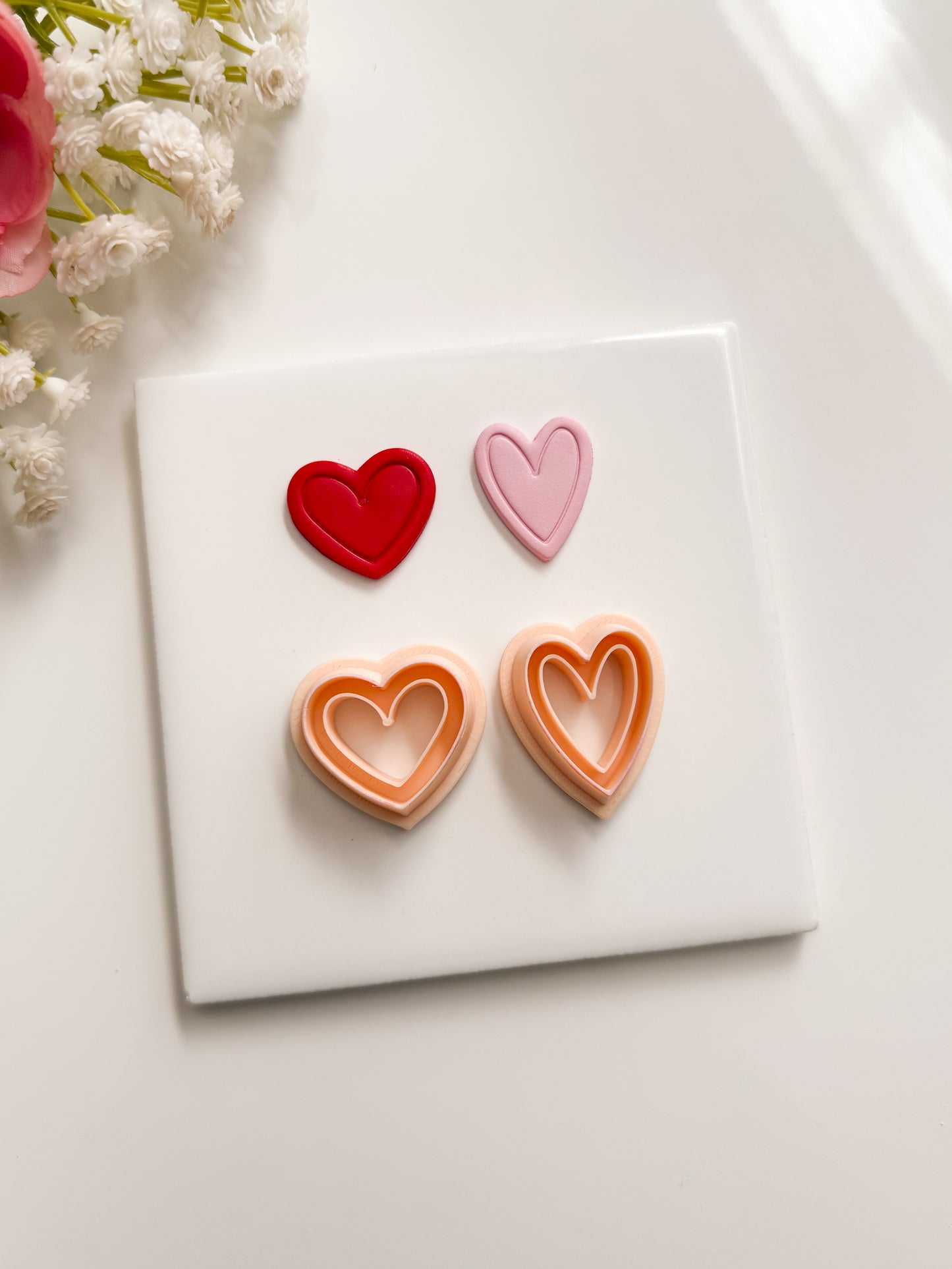 Embossed Heart Set No. 2 Clay Shape | Embossed Heart Set No. 2 Polymer Clay Cutter for DIY Valentine Earrings Love-Themed Jewelry and Handmade Romantic Accessories