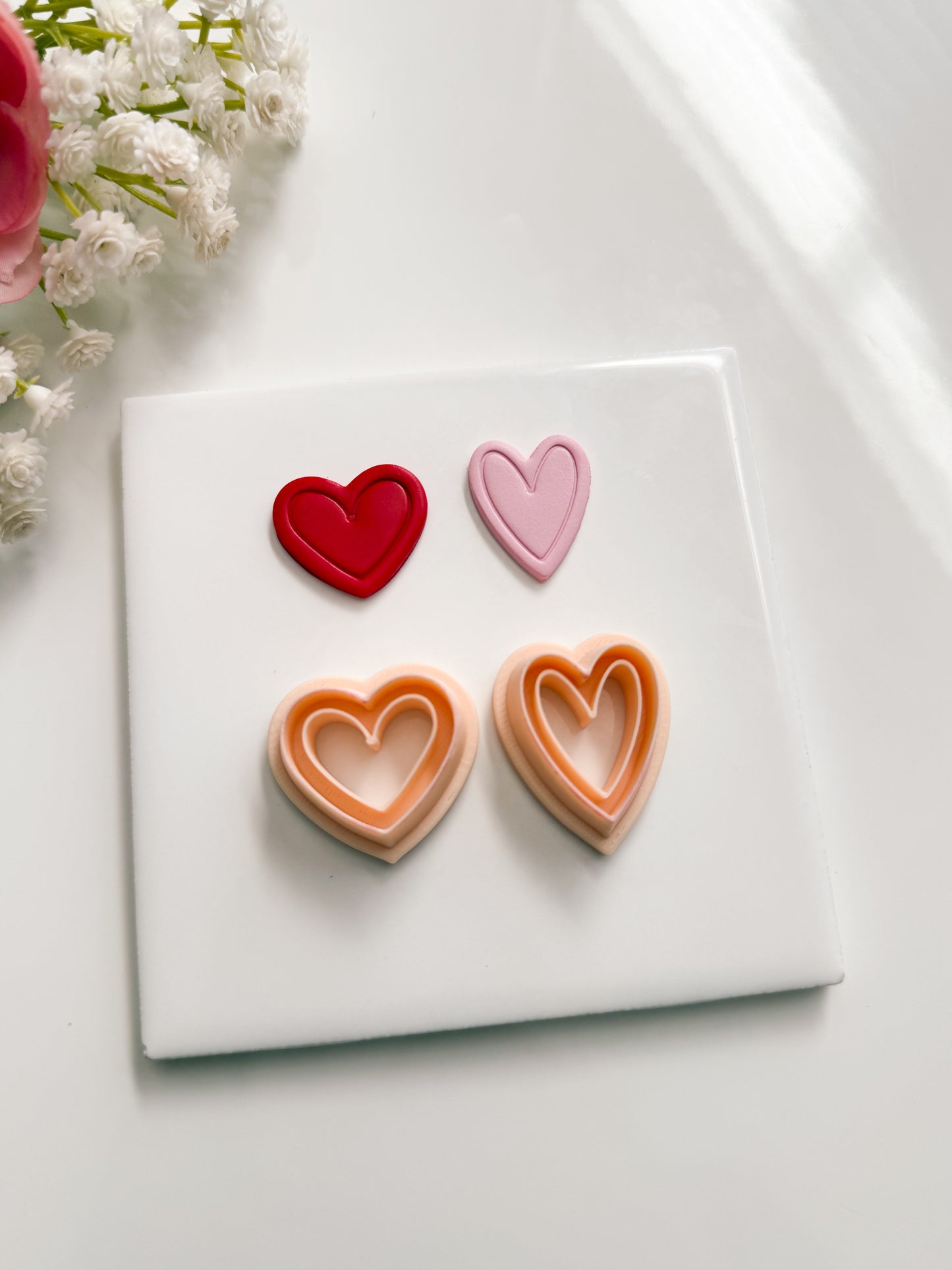 Embossed Heart Set No. 2 Clay Shape | Embossed Heart Set No. 2 Polymer Clay Cutter for DIY Valentine Earrings Love-Themed Jewelry and Handmade Romantic Accessories