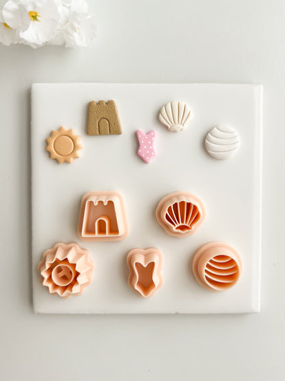 Beach Day Stud Pack Clay Cutters | Beach Day Stud Pack Polymer Clay Cutters for DIY Summer Earrings Ocean-Themed Jewelry and Handmade Fun Accessories