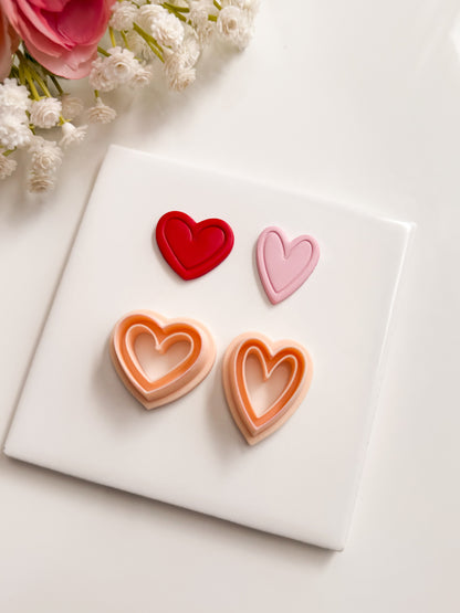 Embossed Heart Set No. 2 Clay Shape | Embossed Heart Set No. 2 Polymer Clay Cutter for DIY Valentine Earrings Love-Themed Jewelry and Handmade Romantic Accessories