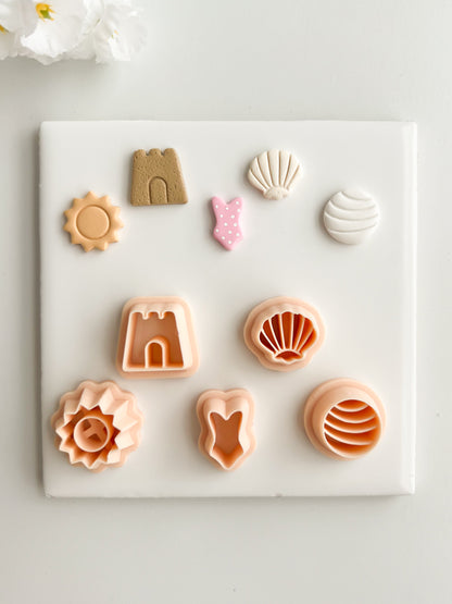 Beach Day Stud Pack Clay Cutters | Beach Day Stud Pack Polymer Clay Cutters for DIY Summer Earrings Ocean-Themed Jewelry and Handmade Fun Accessories
