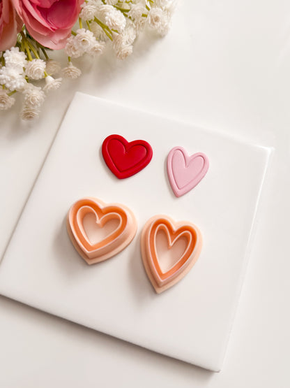 Embossed Heart Set No. 2 Clay Shape | Embossed Heart Set No. 2 Polymer Clay Cutter for DIY Valentine Earrings Love-Themed Jewelry and Handmade Romantic Accessories