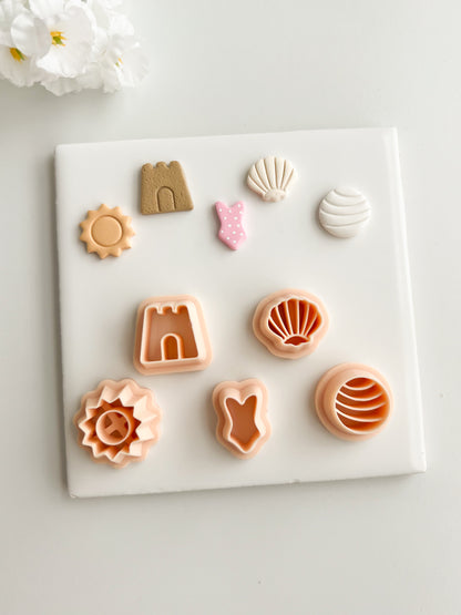 Beach Day Stud Pack Clay Cutters | Beach Day Stud Pack Polymer Clay Cutters for DIY Summer Earrings Ocean-Themed Jewelry and Handmade Fun Accessories