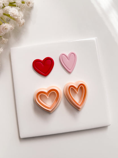 Embossed Heart Set No. 2 Clay Shape | Embossed Heart Set No. 2 Polymer Clay Cutter for DIY Valentine Earrings Love-Themed Jewelry and Handmade Romantic Accessories