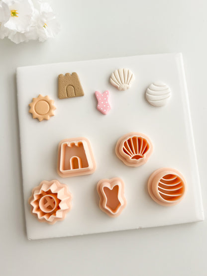Beach Day Stud Pack Clay Cutters | Beach Day Stud Pack Polymer Clay Cutters for DIY Summer Earrings Ocean-Themed Jewelry and Handmade Fun Accessories