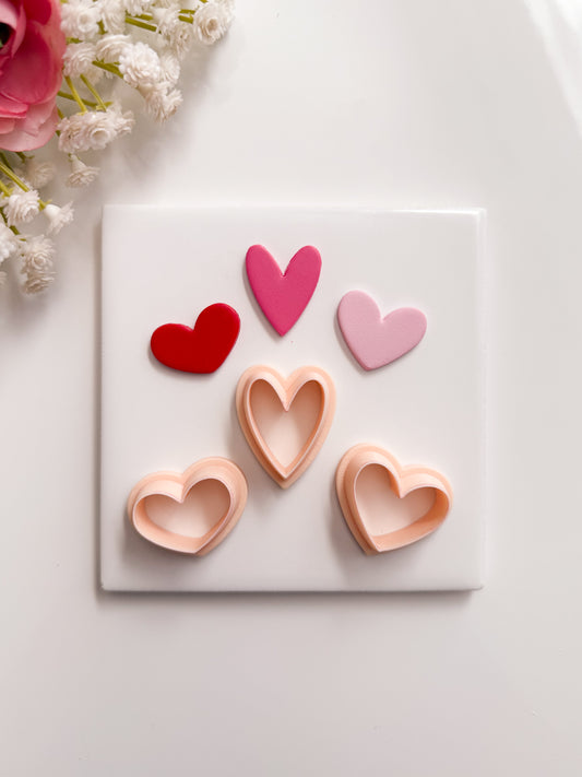 Valentine Hearts Trio Clay Cutter | Valentine Hearts Trio Polymer Clay Cutter for DIY Love-Themed Earrings Romantic Jewelry and Handmade Valentine's Gifts
