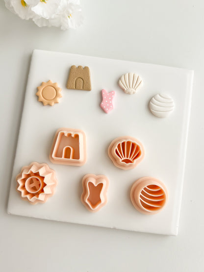 Beach Day Stud Pack Clay Cutters | Beach Day Stud Pack Polymer Clay Cutters for DIY Summer Earrings Ocean-Themed Jewelry and Handmade Fun Accessories
