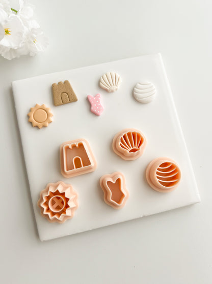 Beach Day Stud Pack Clay Cutters | Beach Day Stud Pack Polymer Clay Cutters for DIY Summer Earrings Ocean-Themed Jewelry and Handmade Fun Accessories