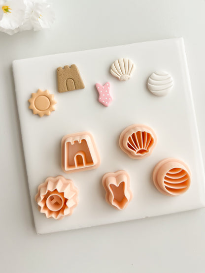 Beach Day Stud Pack Clay Cutters | Beach Day Stud Pack Polymer Clay Cutters for DIY Summer Earrings Ocean-Themed Jewelry and Handmade Fun Accessories