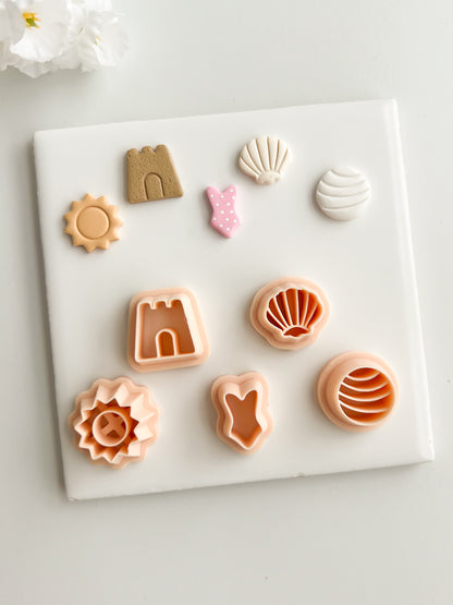 Beach Day Stud Pack Clay Cutters | Beach Day Stud Pack Polymer Clay Cutters for DIY Summer Earrings Ocean-Themed Jewelry and Handmade Fun Accessories