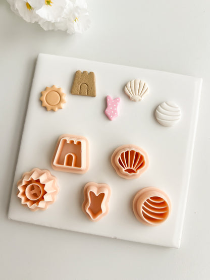 Beach Day Stud Pack Clay Cutters | Beach Day Stud Pack Polymer Clay Cutters for DIY Summer Earrings Ocean-Themed Jewelry and Handmade Fun Accessories