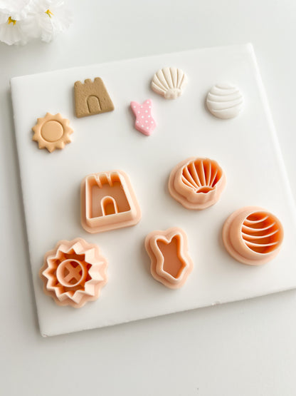 Beach Day Stud Pack Clay Cutters | Beach Day Stud Pack Polymer Clay Cutters for DIY Summer Earrings Ocean-Themed Jewelry and Handmade Fun Accessories