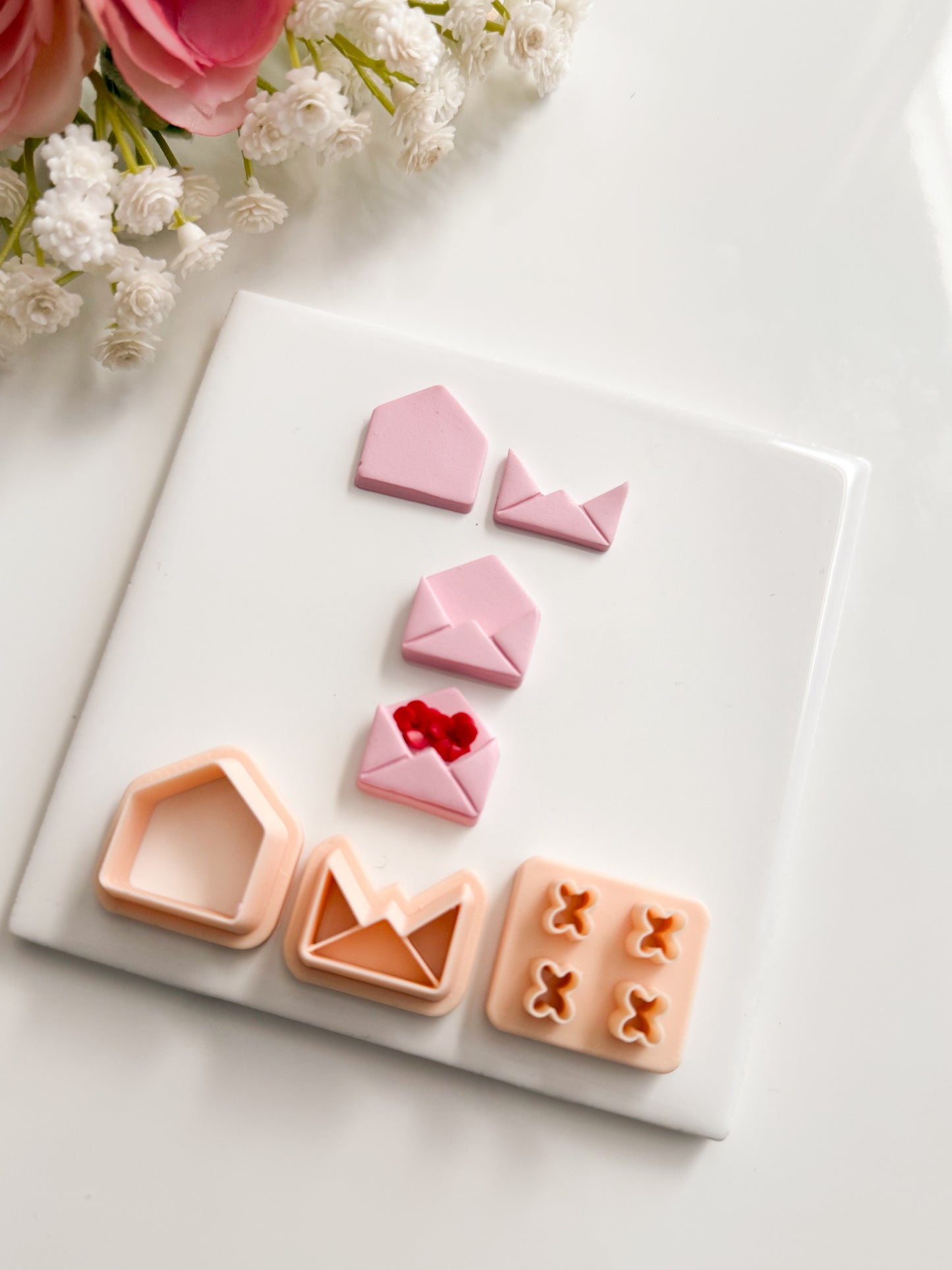 Valentine Flower Letter Clay Cutter | Valentine Flower Letter Polymer Clay Cutter for DIY Floral Earrings Romantic Jewelry and Handmade Valentine's Day Accessories
