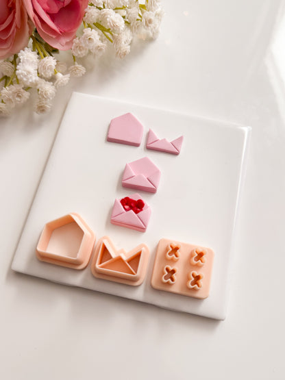 Valentine Flower Letter Clay Cutter | Valentine Flower Letter Polymer Clay Cutter for DIY Floral Earrings Romantic Jewelry and Handmade Valentine's Day Accessories