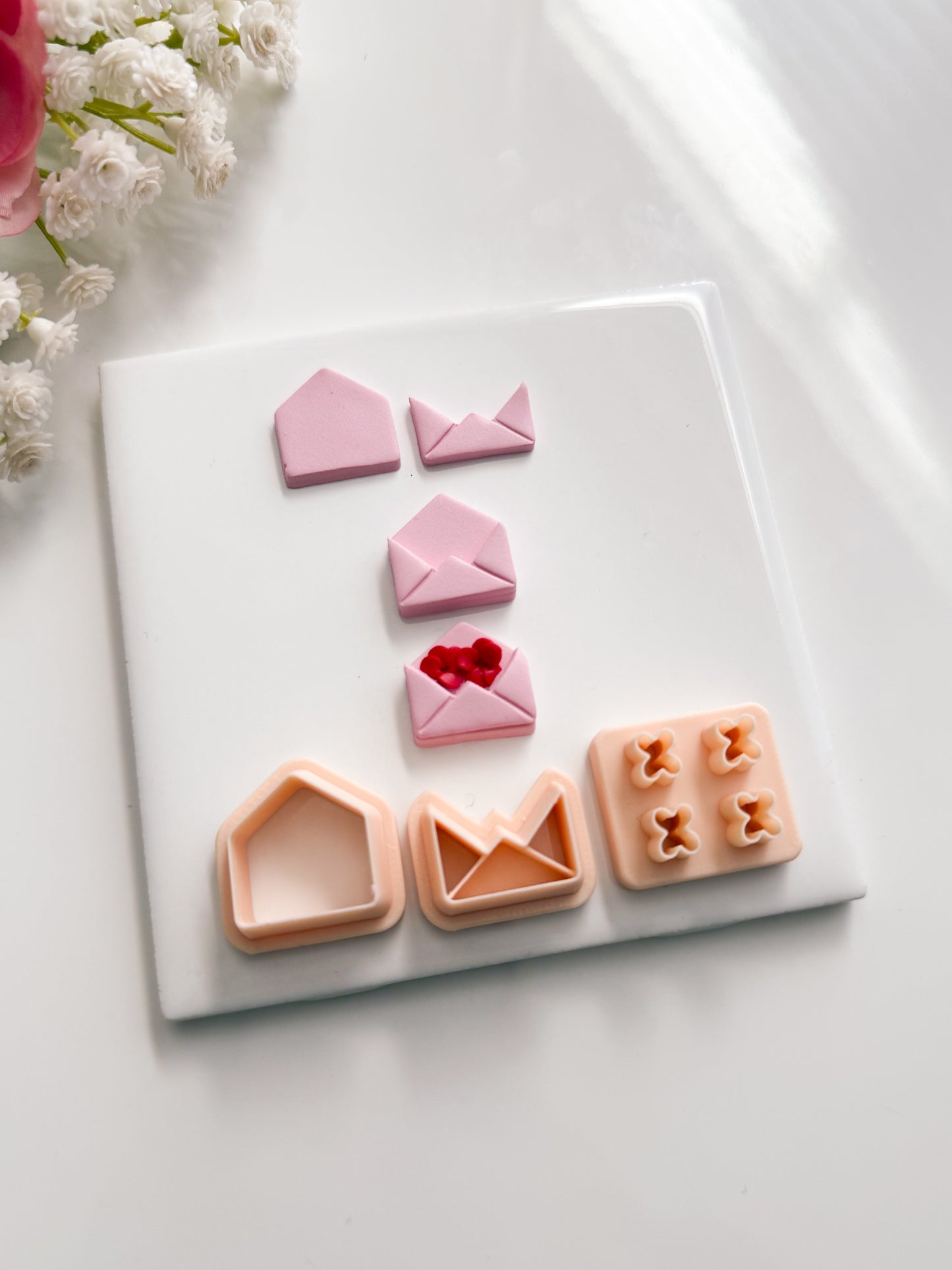 Valentine Flower Letter Clay Cutter | Valentine Flower Letter Polymer Clay Cutter for DIY Floral Earrings Romantic Jewelry and Handmade Valentine's Day Accessories
