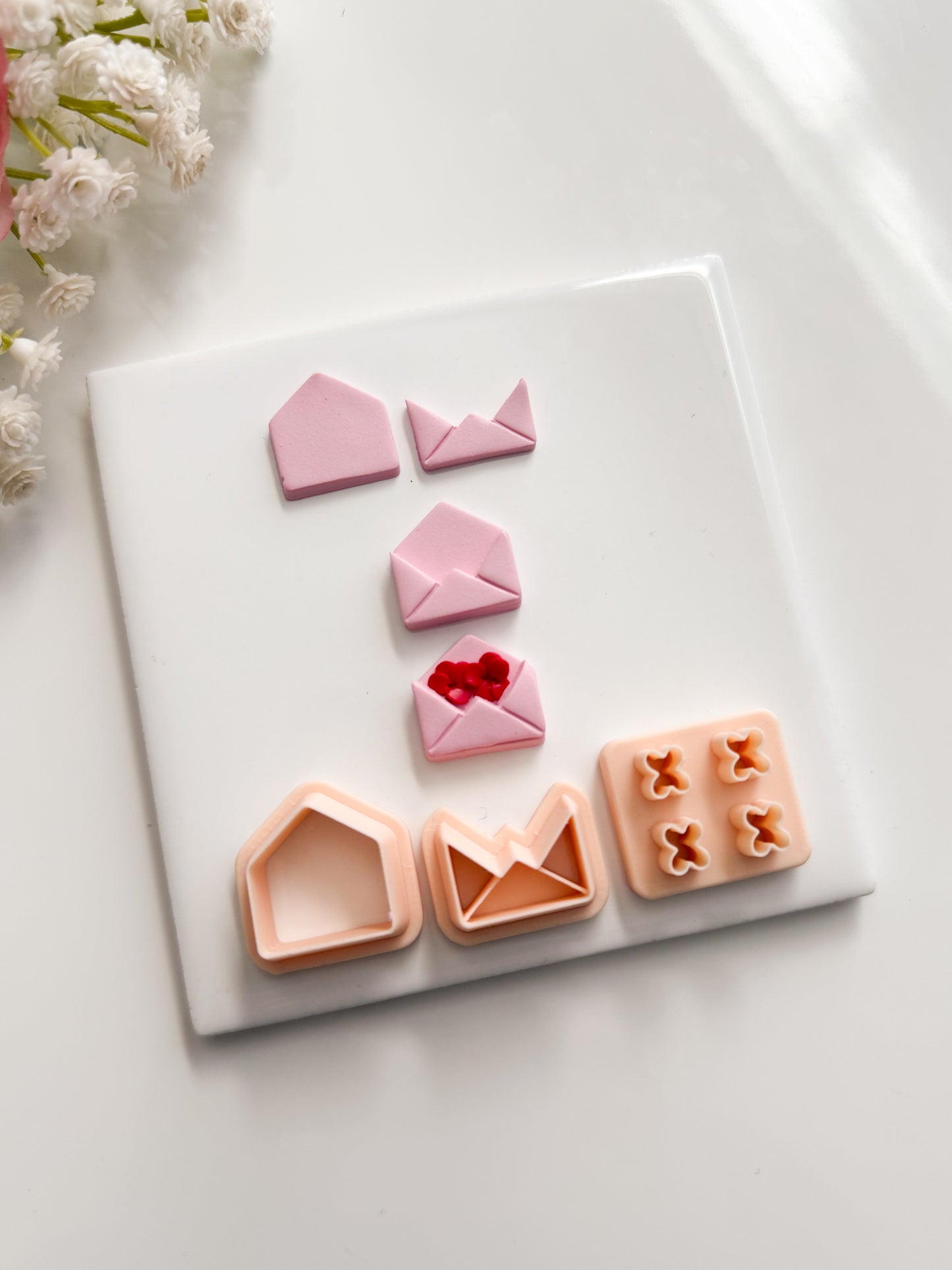 Valentine Flower Letter Clay Cutter | Valentine Flower Letter Polymer Clay Cutter for DIY Floral Earrings Romantic Jewelry and Handmade Valentine's Day Accessories