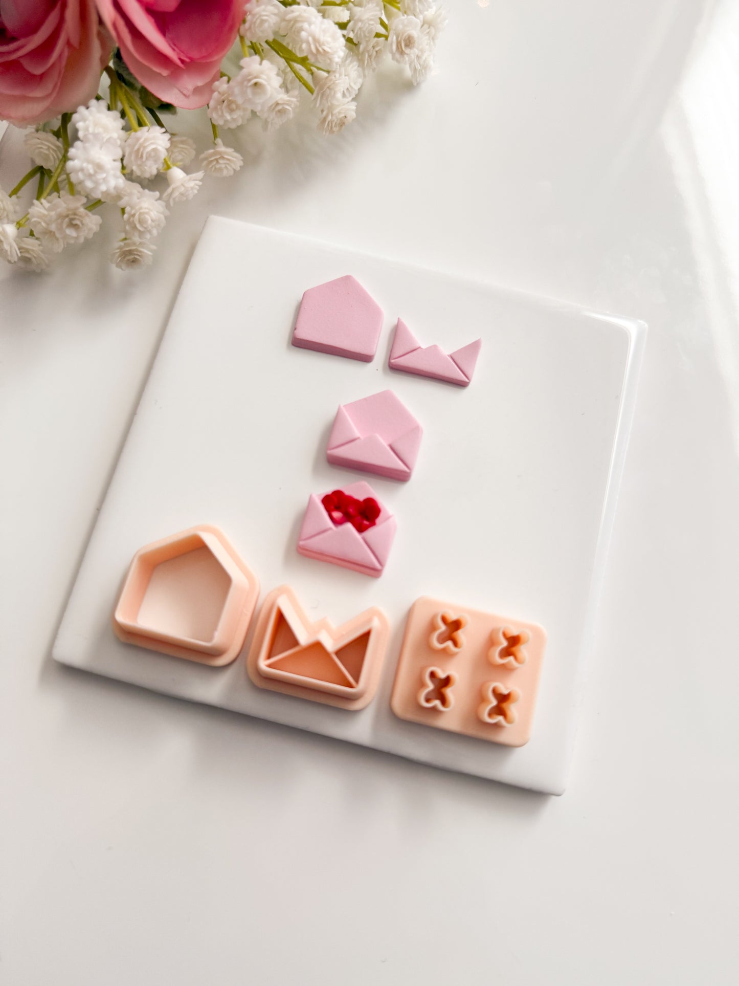 Valentine Flower Letter Clay Cutter | Valentine Flower Letter Polymer Clay Cutter for DIY Floral Earrings Romantic Jewelry and Handmade Valentine's Day Accessories