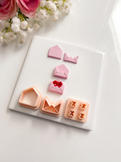 Valentine Flower Letter Clay Cutter | Valentine Flower Letter Polymer Clay Cutter for DIY Floral Earrings Romantic Jewelry and Handmade Valentine's Day Accessories