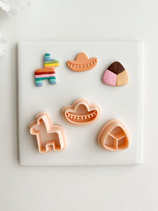 Fiesta Trio Clay Cutter | Fiesta Trio Polymer Clay Cutter for DIY Celebration Earrings Party-Themed Jewelry and Handmade Fun Accessories
