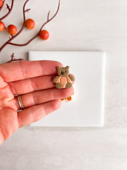 Pumpkin Bear Clay Cutter | Pumpkin Bear Polymer Clay Cutter for DIY Fall Earrings Cute Halloween Jewelry and Handmade Festive Accessories