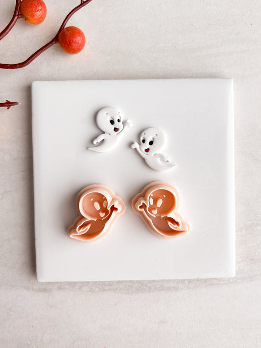 Casper the Friendly Ghost (Mirrored) Clay Cutter | Casper the Friendly Ghost (Mirrored) Polymer Clay Cutter for DIY Halloween Earrings Cartoon-Themed Jewelry and Handmade Cute Accessories