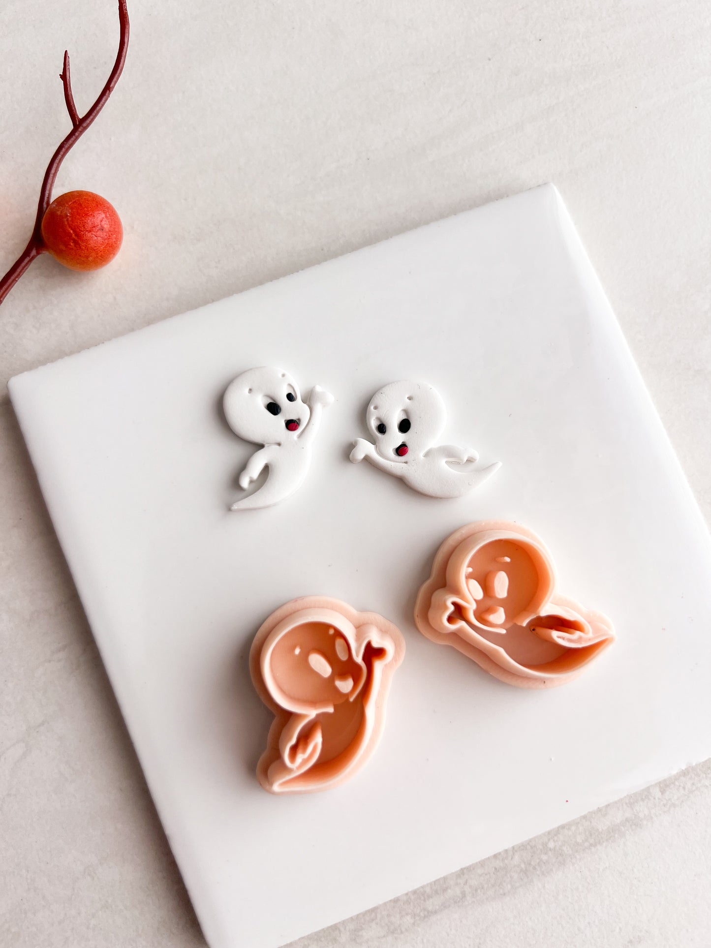 Casper the Friendly Ghost (Mirrored) Clay Cutter | Casper the Friendly Ghost (Mirrored) Polymer Clay Cutter for DIY Halloween Earrings Cartoon-Themed Jewelry and Handmade Cute Accessories