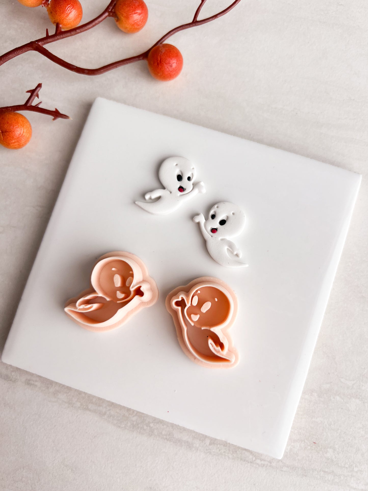 Casper the Friendly Ghost (Mirrored) Clay Cutter | Casper the Friendly Ghost (Mirrored) Polymer Clay Cutter for DIY Halloween Earrings Cartoon-Themed Jewelry and Handmade Cute Accessories