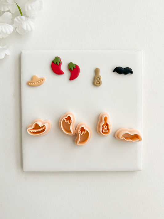 Cinco de Mayo Stud Set Clay Cutter | Cinco de Mayo Stud Set Polymer Clay Cutter for DIY Fiesta Earrings Party Jewelry and Handmade Mexican-Themed Accessories