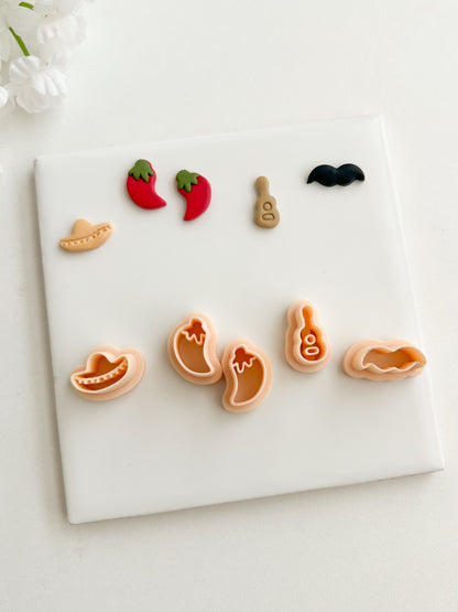 Cinco de Mayo Stud Set Clay Cutter | Cinco de Mayo Stud Set Polymer Clay Cutter for DIY Fiesta Earrings Party Jewelry and Handmade Mexican-Themed Accessories