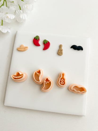 Cinco de Mayo Stud Set Clay Cutter | Cinco de Mayo Stud Set Polymer Clay Cutter for DIY Fiesta Earrings Party Jewelry and Handmade Mexican-Themed Accessories