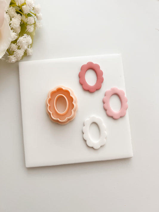 Scalloped Oval Shape Clay Cutter | Scalloped Oval Shape Polymer Clay Cutter for DIY Elegant Earrings Vintage Jewelry and Handmade Classic Accessories