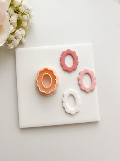 Scalloped Oval Shape Clay Cutter | Scalloped Oval Shape Polymer Clay Cutter for DIY Elegant Earrings Vintage Jewelry and Handmade Classic Accessories