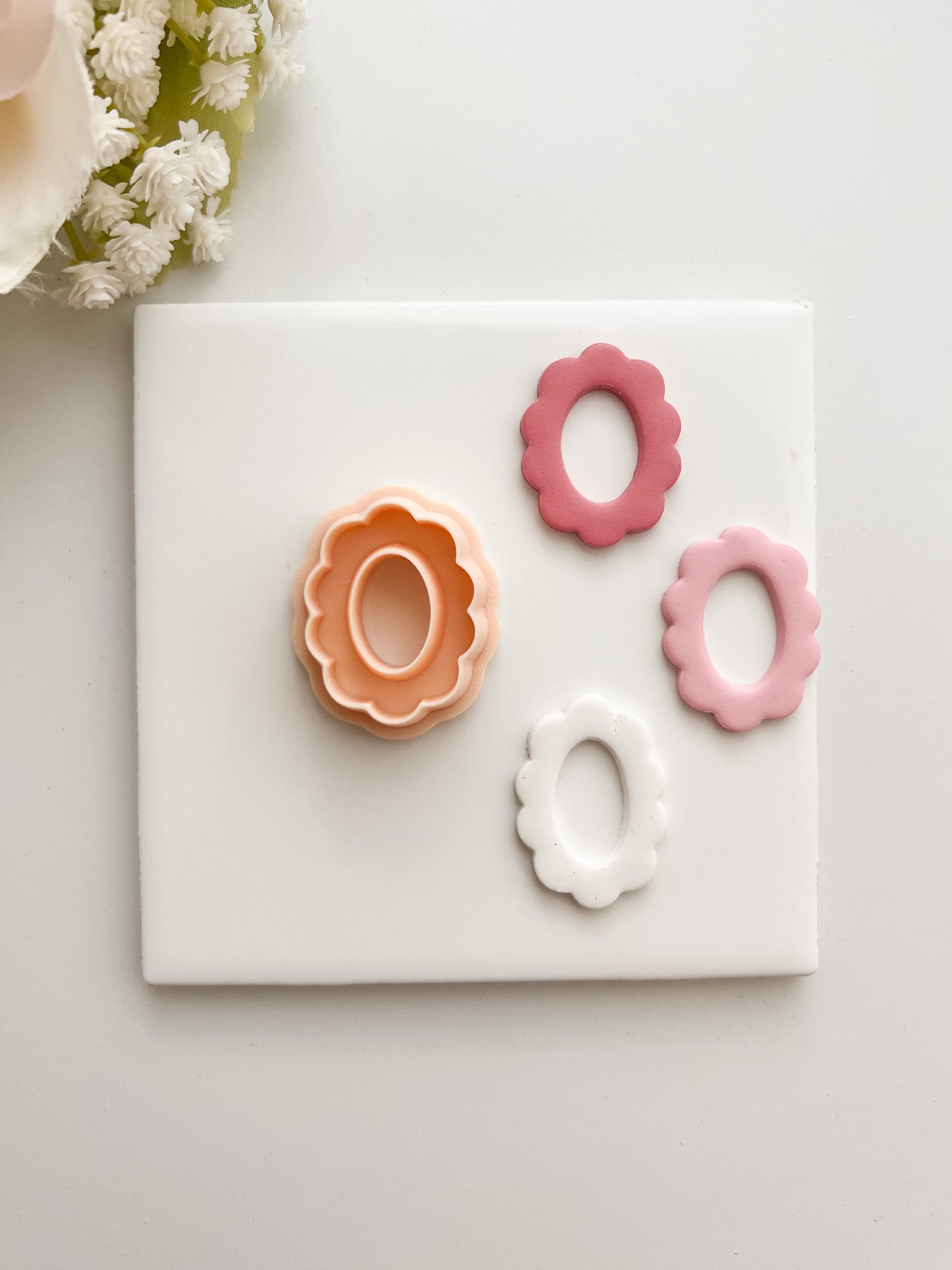 Scalloped Oval Shape Clay Cutter | Scalloped Oval Shape Polymer Clay Cutter for DIY Elegant Earrings Vintage Jewelry and Handmade Classic Accessories