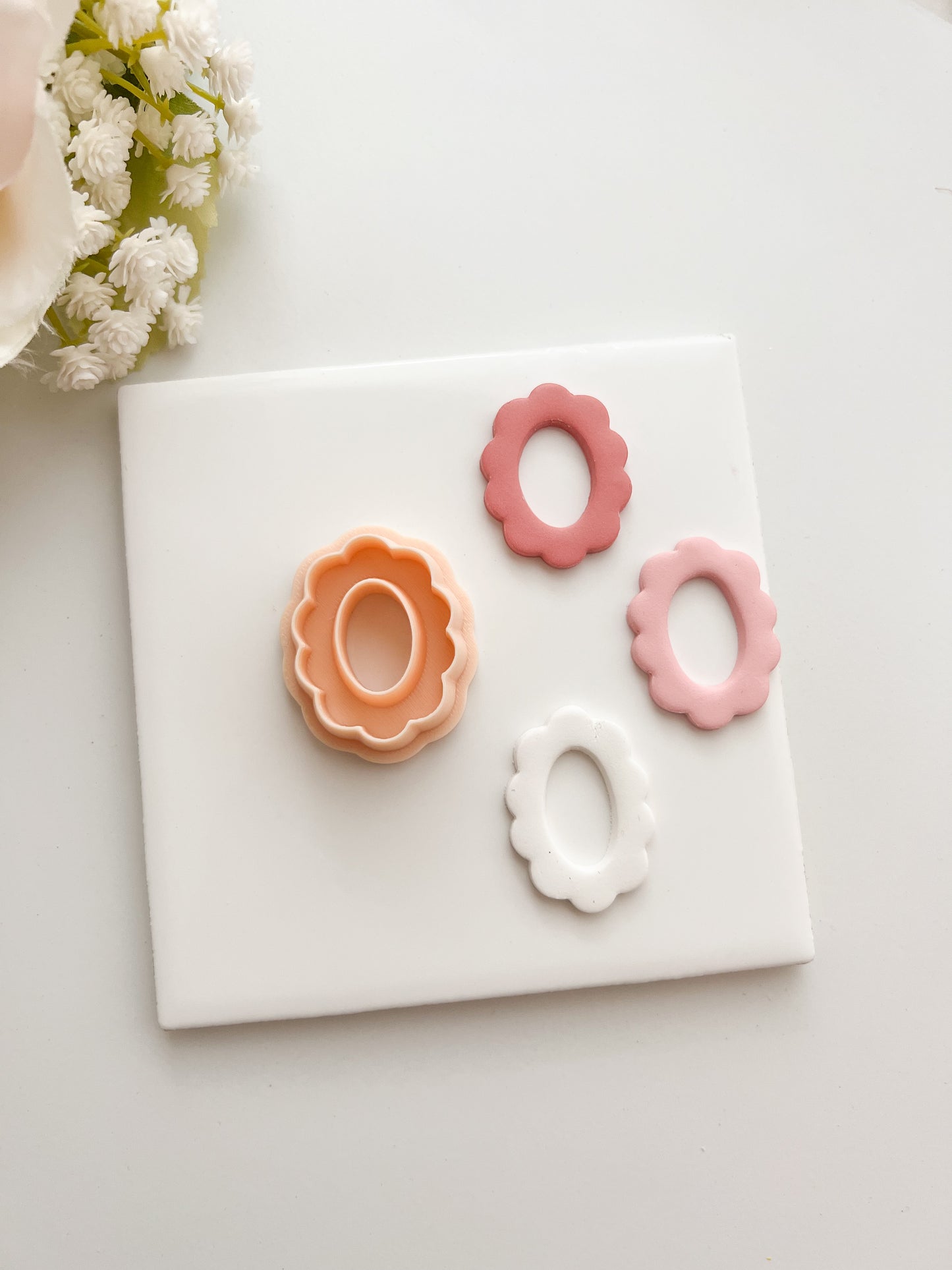 Scalloped Oval Shape Clay Cutter | Scalloped Oval Shape Polymer Clay Cutter for DIY Elegant Earrings Vintage Jewelry and Handmade Classic Accessories