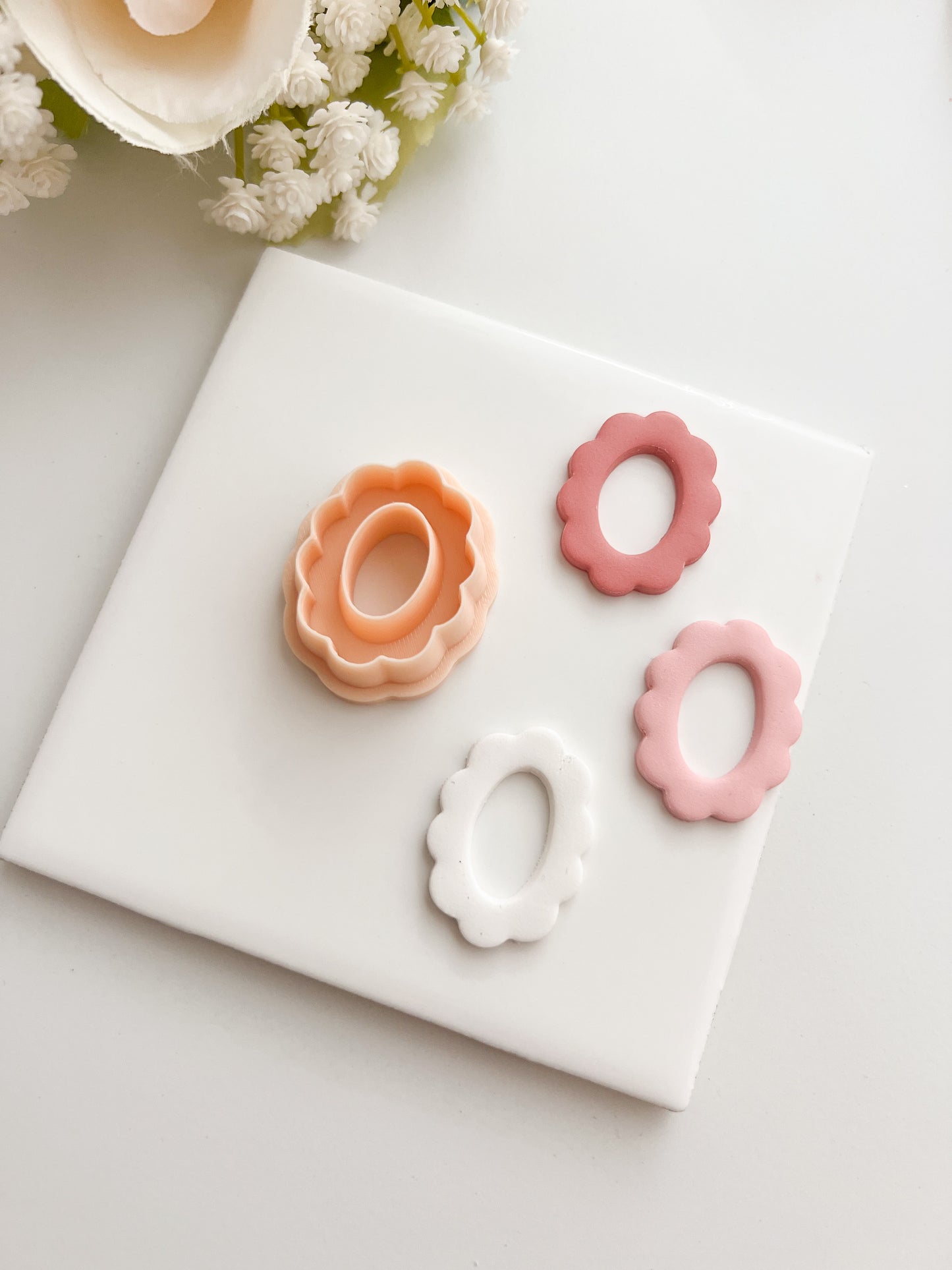 Scalloped Oval Shape Clay Cutter | Scalloped Oval Shape Polymer Clay Cutter for DIY Elegant Earrings Vintage Jewelry and Handmade Classic Accessories
