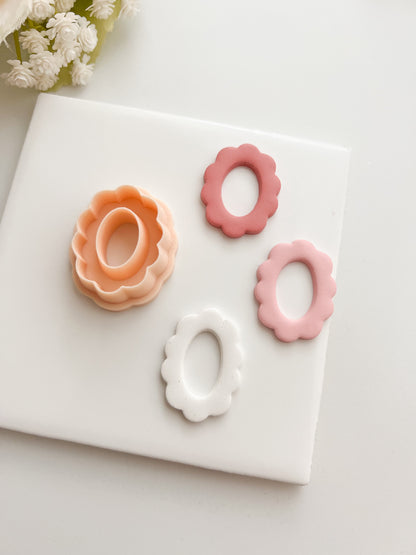 Scalloped Oval Shape Clay Cutter | Scalloped Oval Shape Polymer Clay Cutter for DIY Elegant Earrings Vintage Jewelry and Handmade Classic Accessories