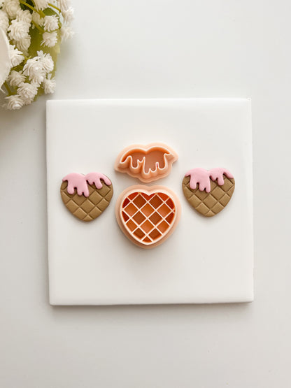 Waffle Heart Clay Cutter | Waffle Heart Polymer Clay Cutter for DIY Breakfast Earrings Food Jewelry and Handmade Cute Accessories