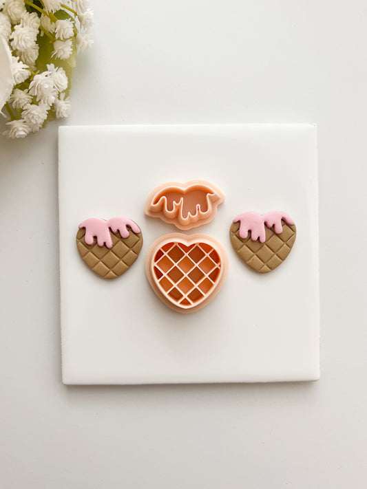 Waffle Heart Clay Cutter | Waffle Heart Polymer Clay Cutter for DIY Breakfast Earrings Food Jewelry and Handmade Cute Accessories