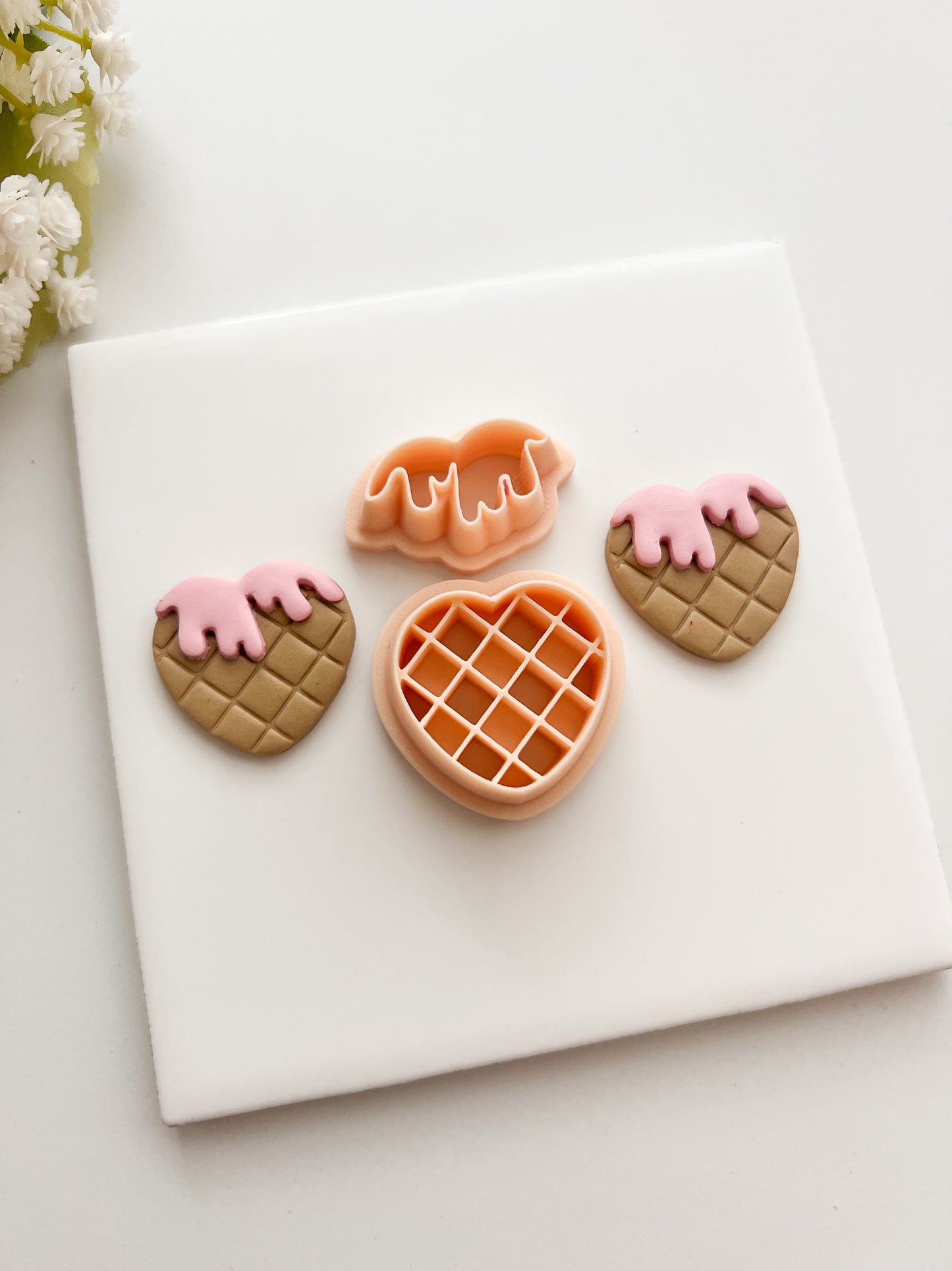 Waffle Heart Clay Cutter | Waffle Heart Polymer Clay Cutter for DIY Breakfast Earrings Food Jewelry and Handmade Cute Accessories