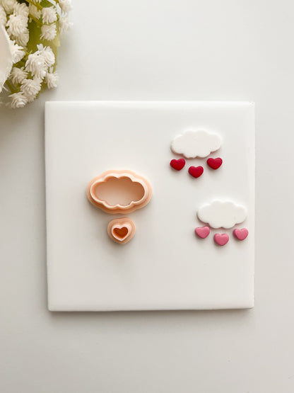 Cloud with Dangling Hearts Clay Cutter | Cloud with Dangling Hearts Polymer Clay Cutter for DIY Cute Earrings Whimsical-Themed Jewelry and Handmade Fun Accessories