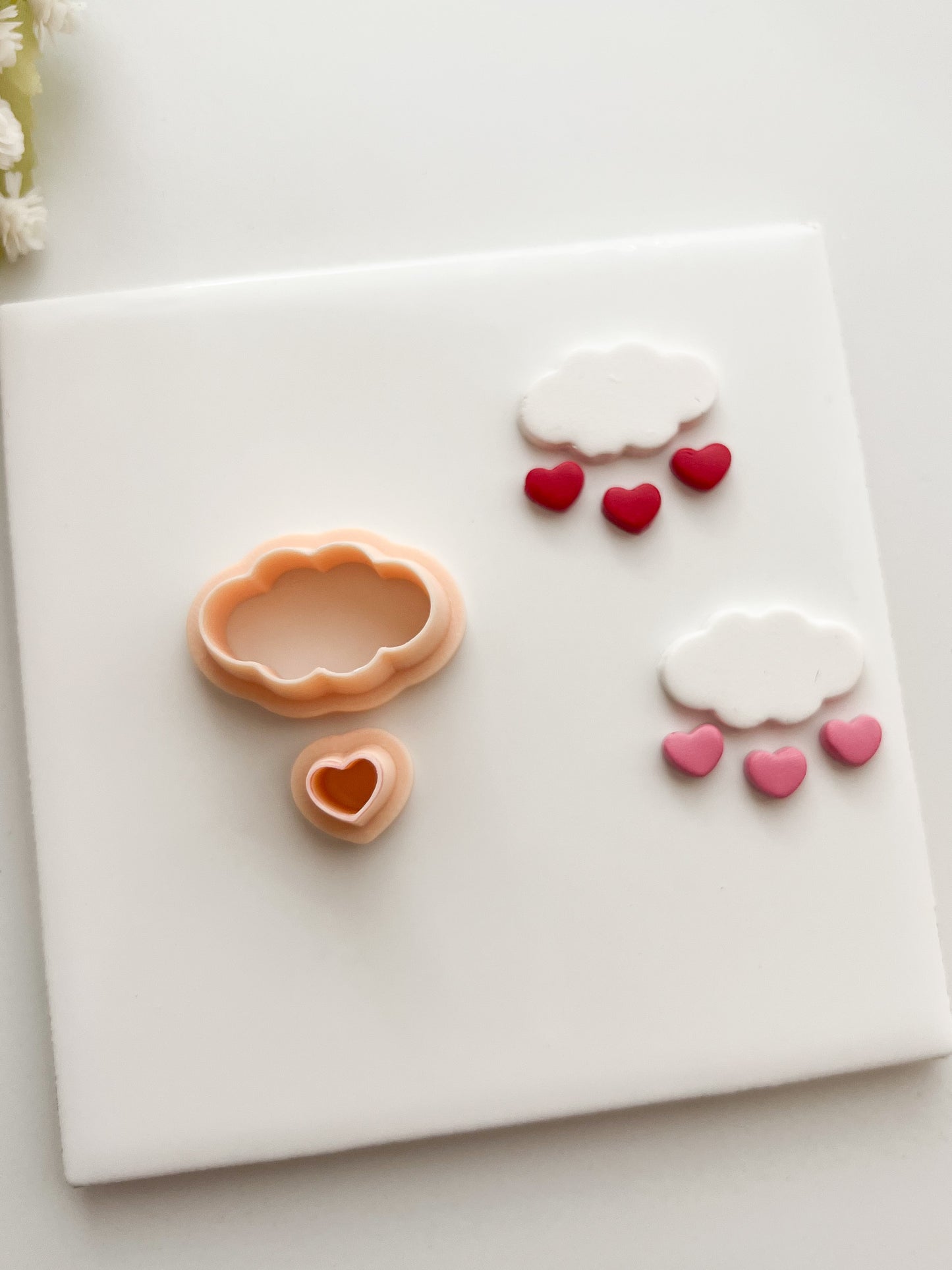 Cloud with Dangling Hearts Clay Cutter | Cloud with Dangling Hearts Polymer Clay Cutter for DIY Cute Earrings Whimsical-Themed Jewelry and Handmade Fun Accessories