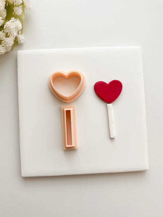 Heart Lollipop Clay Cutter | Heart Lollipop Polymer Clay Cutter for DIY Valentine Earrings Sweet Candy Jewelry and Handmade Cute Accessories