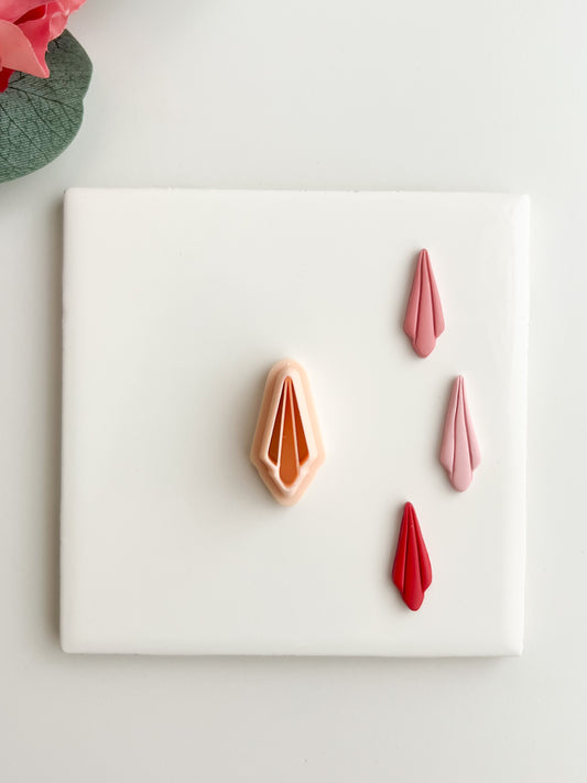 Embossed Abstract Diamond Shape Clay Cutter | Embossed Abstract Diamond Shape Polymer Clay Cutter for DIY Geometric Earrings Modern-Themed Jewelry and Handmade Elegant Accessories