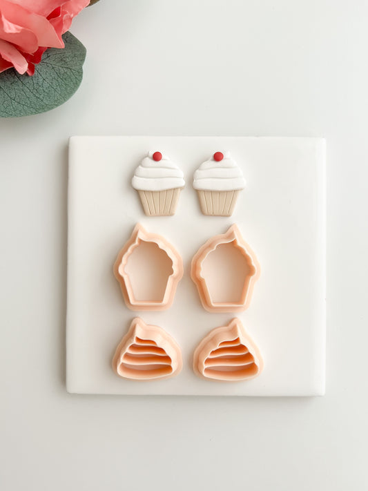 Mirrored Cupcake Clay Cutter | Mirrored Cupcake Polymer Clay Cutter for DIY Baking Earrings Dessert Jewelry and Handmade Sweet Treat Accessories